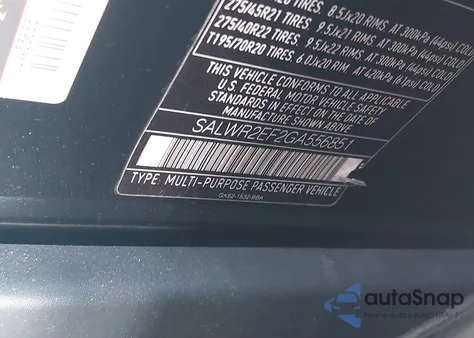 2016 Land Rover Range Rover Sport 5.0L V8 Supercharged/5.0L V8 Supercharged Dynamic z USA, uszkodzony, nr VIN SALWR2EF2GA556851